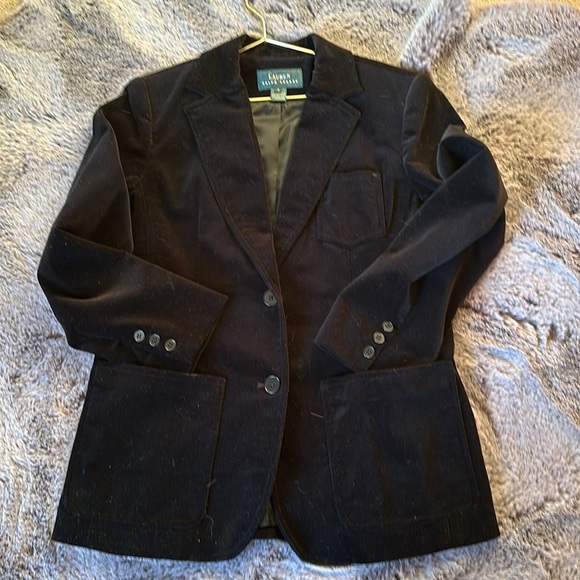 Lauren Ralph Lauren Black Velvet Blazer Dress Jacket One Button  Size Small - Picture 1 of 12